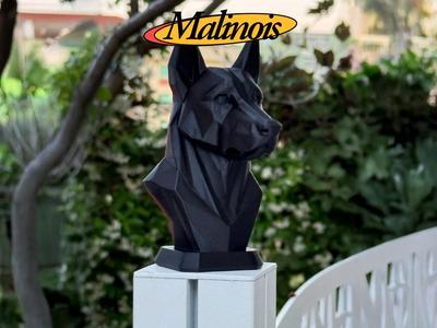 Belgian Malinois Dog Low Poly Bust