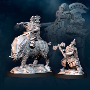 Silver Goat Dwarves Lord Iron - Foot and Mounted | Silver Goat Dwarves | Fantasy