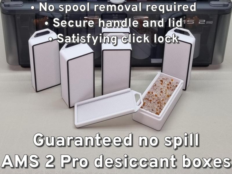 No spill AMS 2 Pro silica gel desiccant boxes