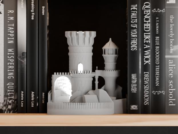 Book Nook. Medieval Tower Lamp. Castle Book end