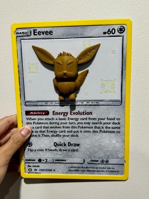 Oversized Eevee Pokemon Card - HueForge Hybrid Print