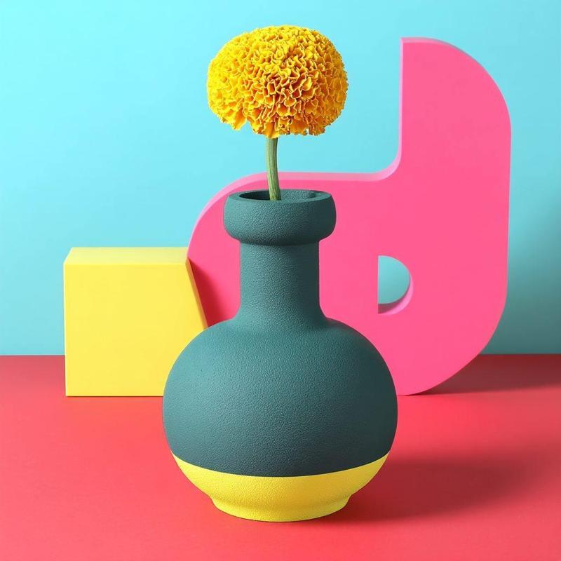 Luma Vase - Modern Black and Yellow Statement Vase