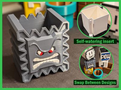 Super Mario Thwomp Box/Self-Watering Planter