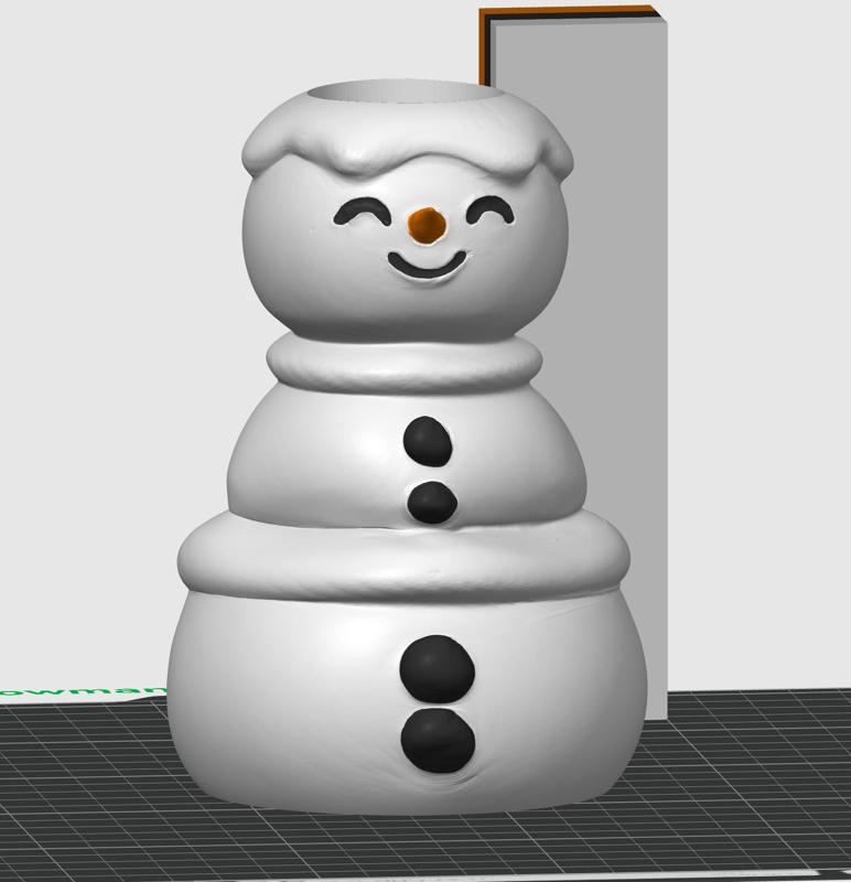 Snowman Candle Holder - 3D print STL and multicolor 3MF file