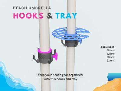 Umbrella Hooks & Tray - Beach Gear Organizer