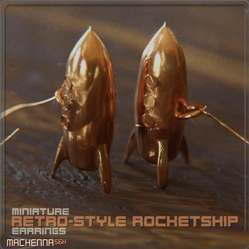 Miniature Retro-Style Rocketship Earrings