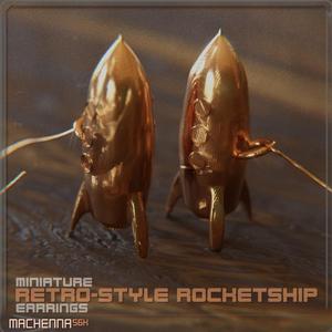 Miniature Retro-Style Rocketship Earrings