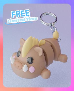 Flexi Wild Boar Laying Down Keychain (Single Color)