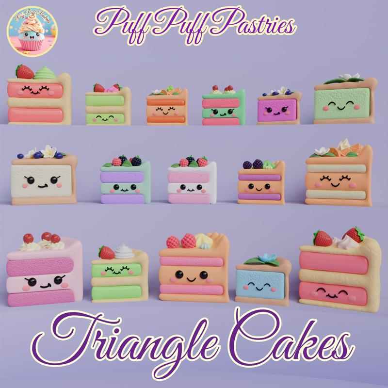 Kawaii Triangle Cakes Family