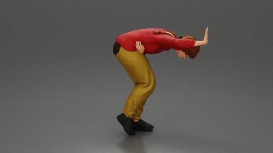 girl holding her stomach and placing her hand on the wall due to stomach pain