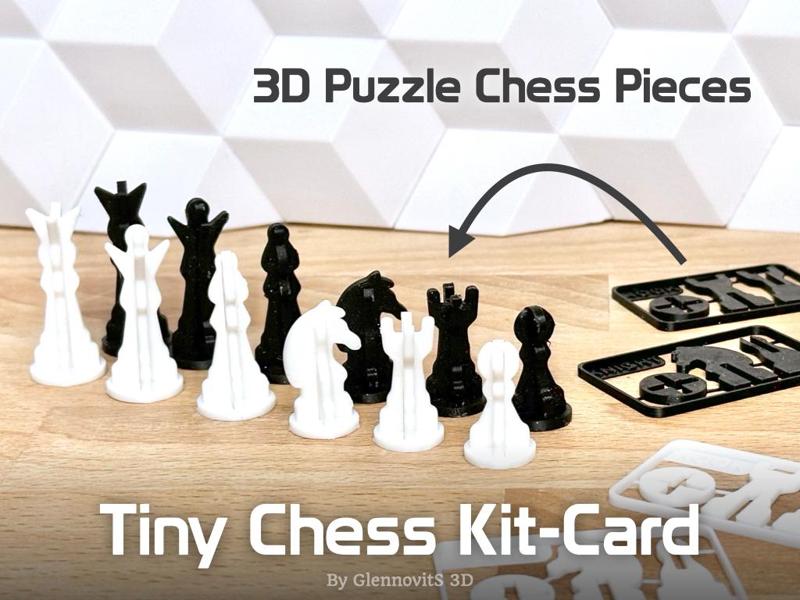 Tiny Chess Kit-Card (compact and modern 3D puzzle set)