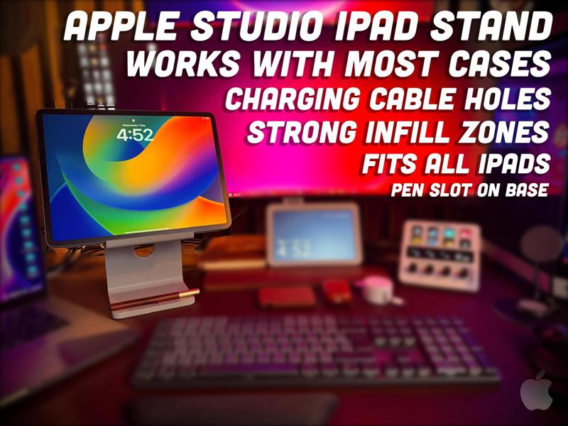 Apple Studio - iPad Stand - Works with Cases - Pen