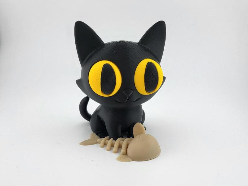 Cute Black Cat with Fishbone Kawaii sweet
