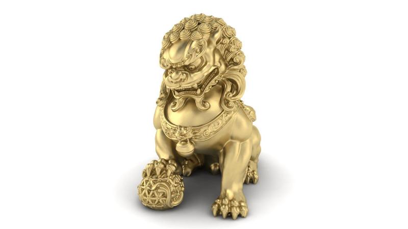 Chinese Lion sculpture 3DM STL OBJ model for 3D printing and CNC