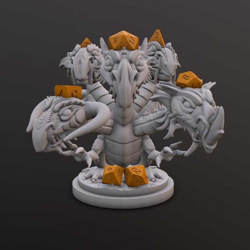 Polychromatic Dragon Dice Holder/ Chibi Head