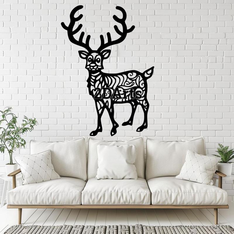 Reindeer 2D Wall Art/Window Art - Digital STL & SVG File for 3D Printing or Laser Cutting