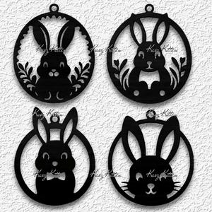 4 bunny ornaments easter wall art keychain home decor
