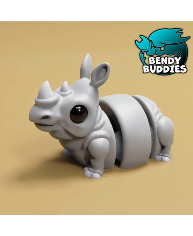 Zippy Cute Rhino / Rhinocero Articulated / Print-in-Place Horned Creature / Wild Animal Beast 