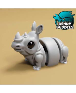 Zippy Cute Rhino / Rhinocero Articulated / Print-in-Place Horned Creature / Wild Animal Beast 