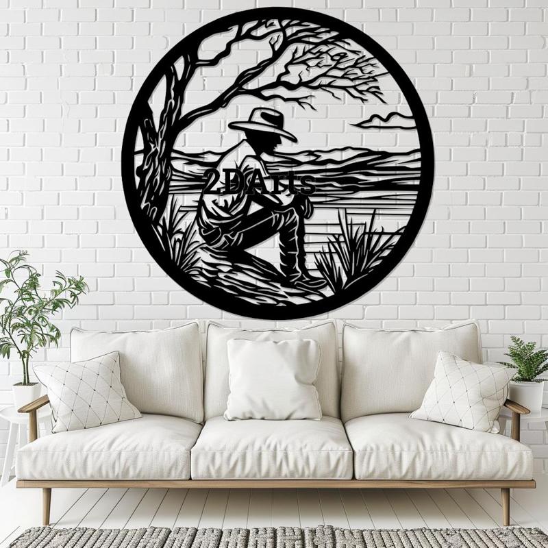 Cowboy at Water 2D Wall Art/Window Art