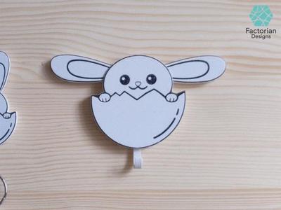 MOVING EARS WALL KEY HOLDER BUNNY - funny and cute