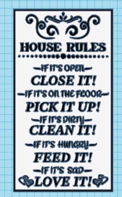 House Rules 5 Versions Funny Signs, Funny wall art, Home Decor, Dual extruder, Dual extrusion