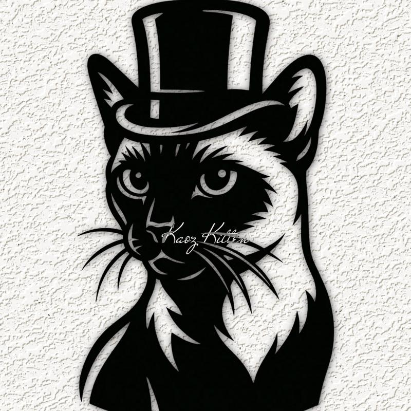 siamese cat hat wall art home decor