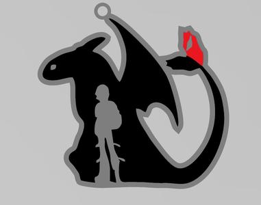 Hiccup and Toothless Keychain (Multi-color without AMS)