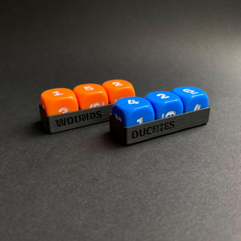 Wound tracker trays for 16 mm dice