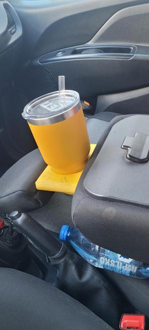Car seat headrest cup holder