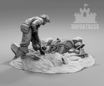 A pirate burying treasure