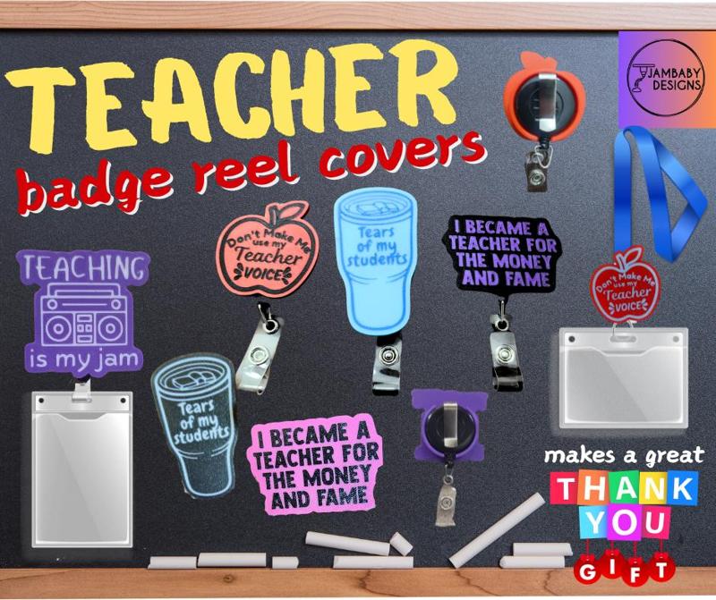 Teacher Badge Swag!! Lanyard Reel Covers-- GREAT Teacher Gifts!!