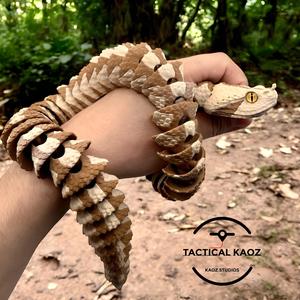Articulated Gaboon Viper | Pre-Painted + Optional 8mm Glass Eye Version