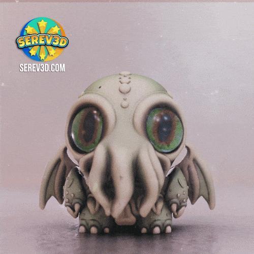 Cute Cthulhu – Flexi Bag Charm with Movable Head & Wings, No Supports 3D Print STL/3MF