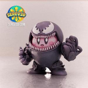 Venom Kirby – Flexi Keychain & Bag Charm with Movable Arms, No Supports 3D Print STL/3MF