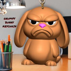 Monday Morning Grumpy Bunny Keychain ( full color 3mf file ncluded)