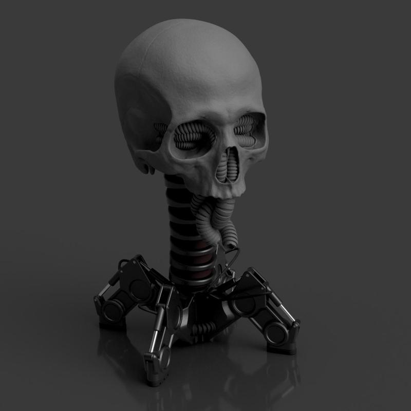 Biomechanical Skull "Headphone Stand"