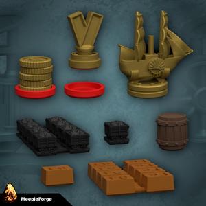 Brass Lancashire and Birmingham Resources and other tokens for Resin and Filament Printers