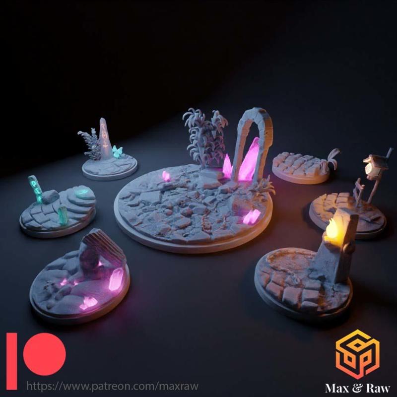 Round bases - Illuminated broken roads - Sample (x1)