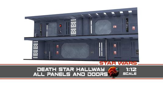 Death Star hallway walls and doors - 1-12 scale Blackseries 3D Model Collection