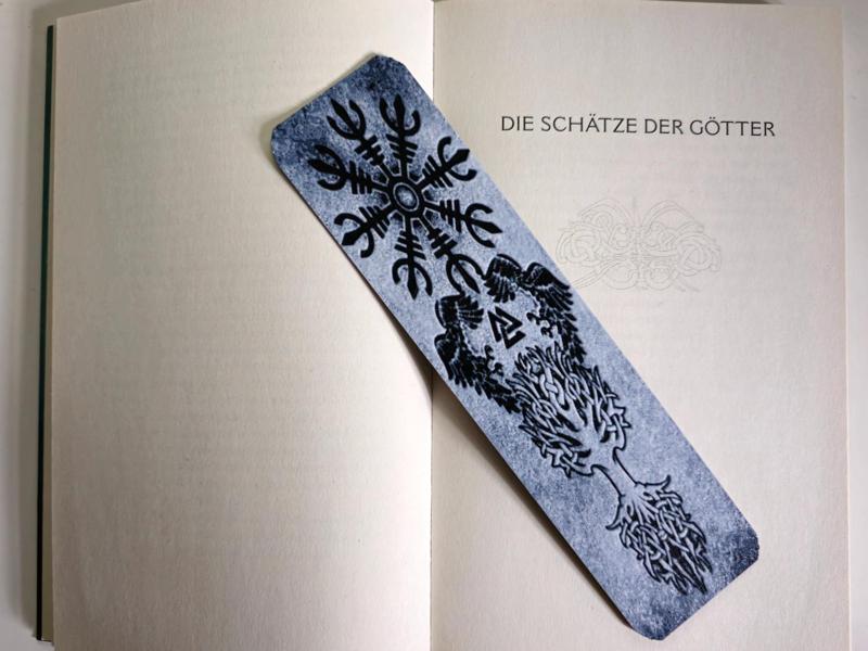 Bookmark Helm of Awe, Ravens, Valknut, Yggdrasil