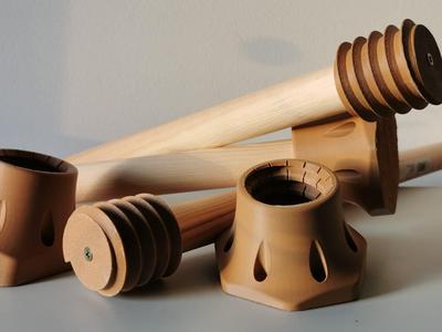 Portable thread Chair / wood + 3D printing