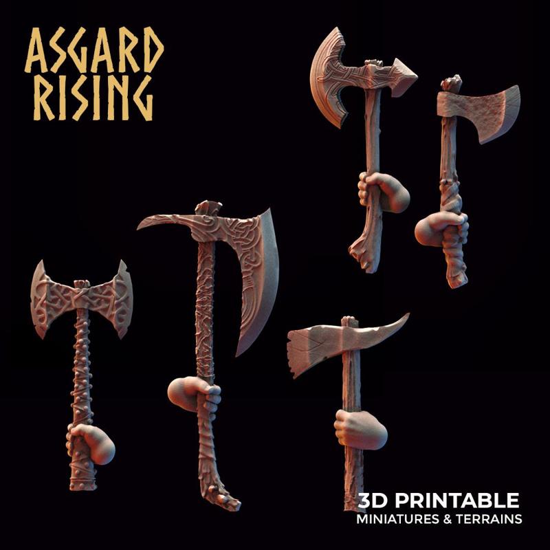VIKING: Viking Weapons - Axes /Modular/ /Pre-supported/