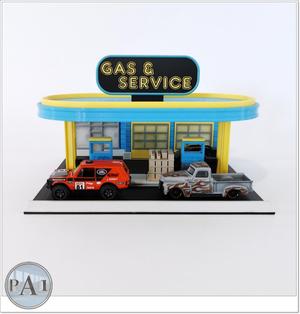 1/64 GAS STATION - HOT WHEELS/DIECASTS DIORAMA