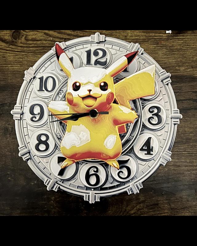 Double 3D Pokémon Pikachu Star Wall Clock and clockface - FanArt