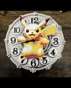 Double 3D Pokémon Pikachu Star Wall Clock and clockface - FanArt