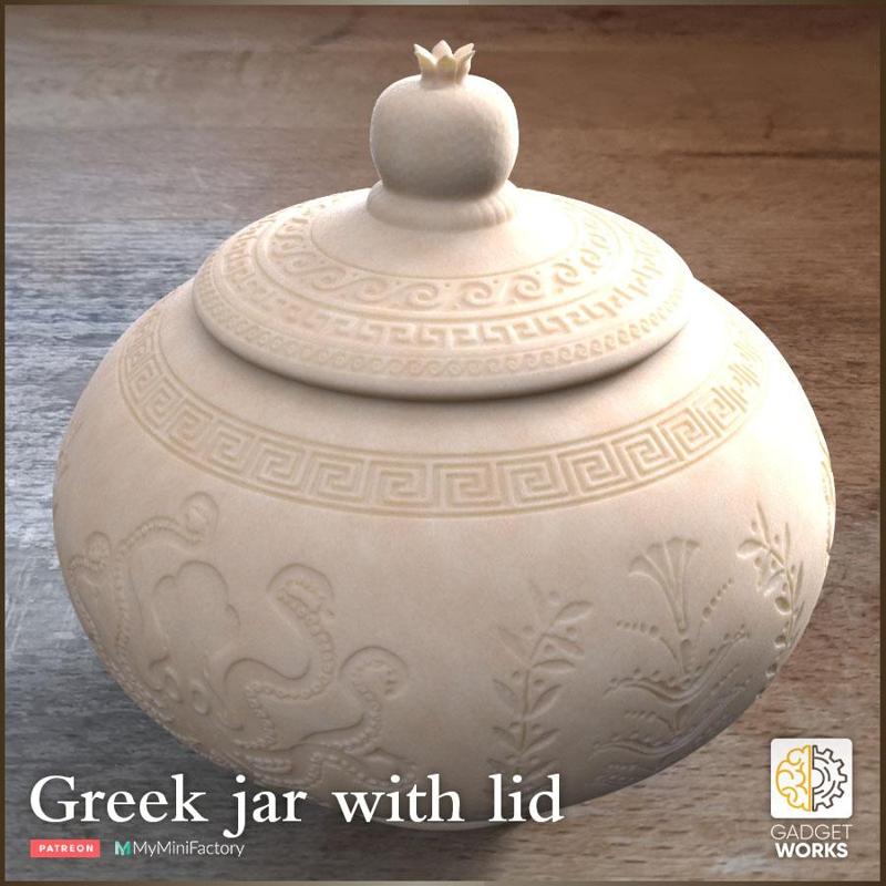 Greek 'ceramic' pot with lid
