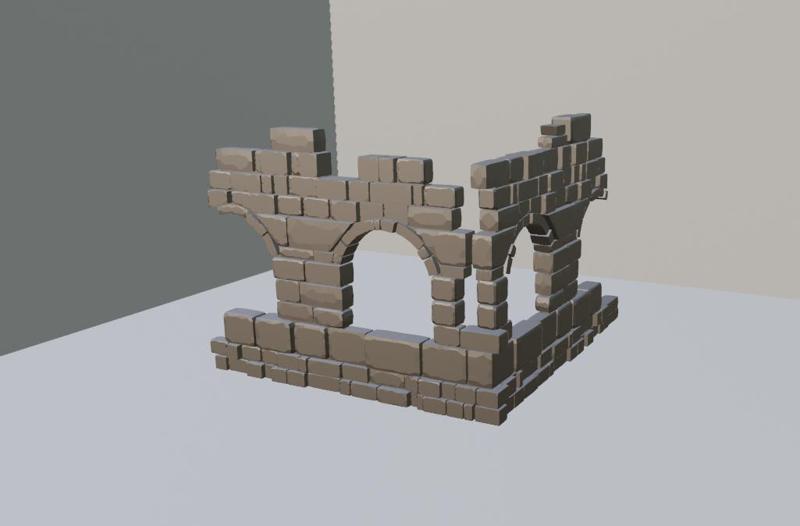 Ruined corner wall #4 with multiple windows - wargaming terrain