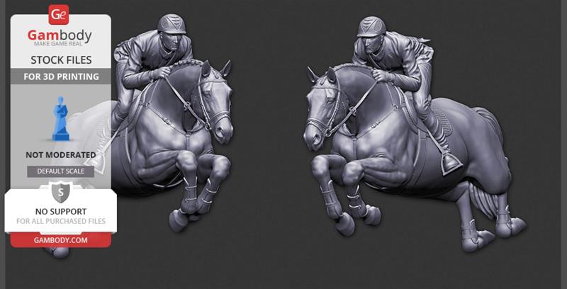 Horse & Jockey Riding Pose