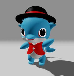 Cute dolphin with clothes and hat figurine - Mignon dauphin habille   